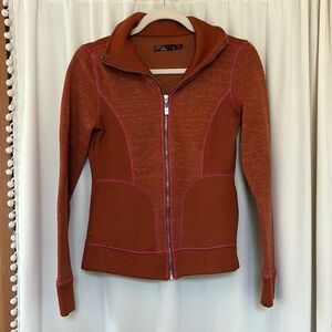 PRANA orange & pink zip up, size S